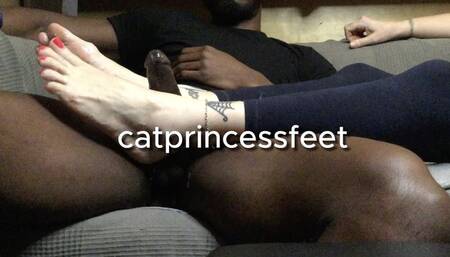 cucks view Personal trainer and librarian with glasses, Cumshower part 1, Cat Princess milf feet on juicy, big dick toejob footjob, facing pov2