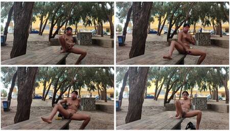 Naughty horny doll in public, playing with my pussy