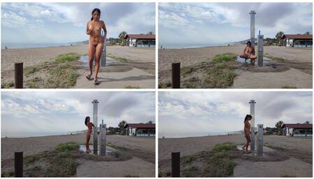 Showering and masturbating in public while people walk by