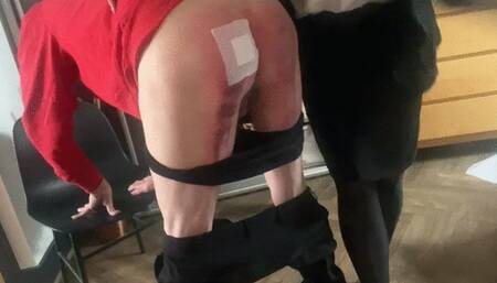 Head mistress continues the thrashing