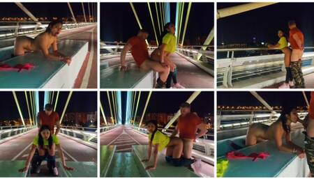 In public fucking on the bridge with my friend, in various positions
