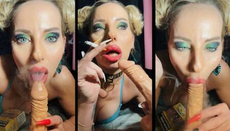 Smokey blow job with crossed eye