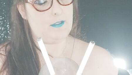 Smoking two 100s thru bottle