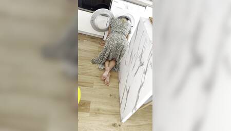 Step Dad Finds Me Stuck Creampie Teen Stuck in Washing Machine