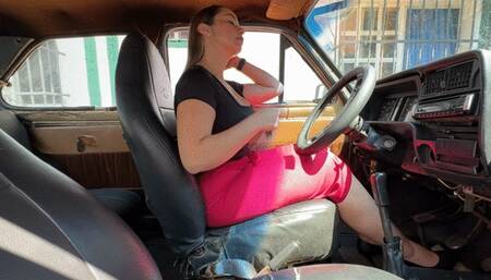 Karlotta starts the car and accelerates hard