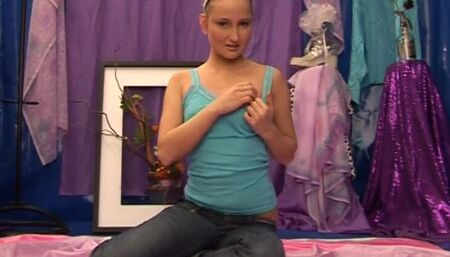 Petite teen dildo fucks herself
