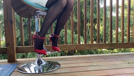 Showing off my sexy red heels before getting fucked in them!