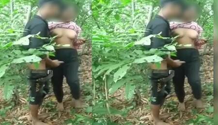 Bangladeshi College Student with Classmate in Jungle, Mms Desi Sex Outdoors. Girl Sex with Lover in Jungle