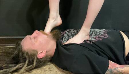 Trampling and foot gagging with My beautiful bare feet