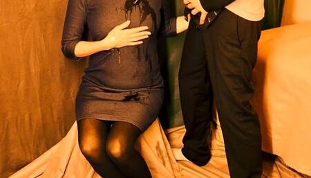 Drenched her in blue dress and nylons (artwork without audio)