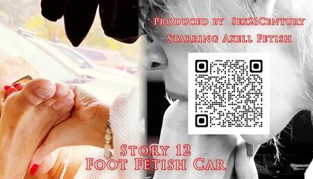 Story #12. Blonde MILF Licks the Driver's Feet and Sniffs Socks. Foot Fetish Car.