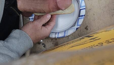 Messy food big dick stroking