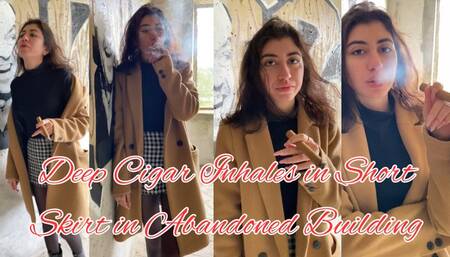 Deep Cigar Inhales in Short Skirt in Abandoned Building (4K)