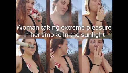 Woman taking extreme pleasure in her smoke
