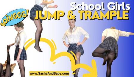 Blonde School Girls Bed Jump And Trample Their Pillows