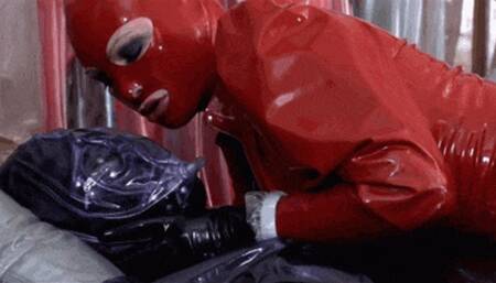 Hooded plastic bag and latex encasement fuckers - Part 3 - Hard breath control game