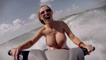 BANGROS - Big Tits Blonde Nikki Benz Riding Waves & Big Cock