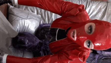 Hooded plastic bag and latex encasement fuckers - Part 5 - Mistresse's cock riding lesson