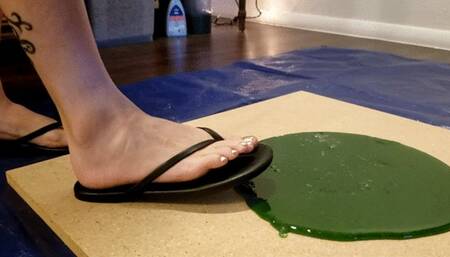 Karina's Leather Flip Flops Stuck in Ecto Cooler Glue