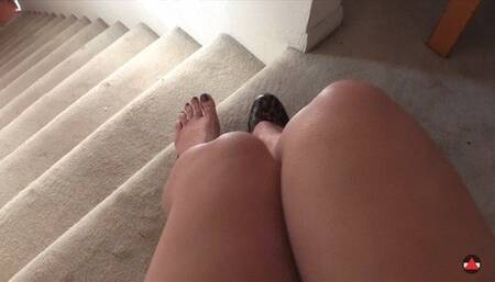 One shoe pumping makes her feel sexy