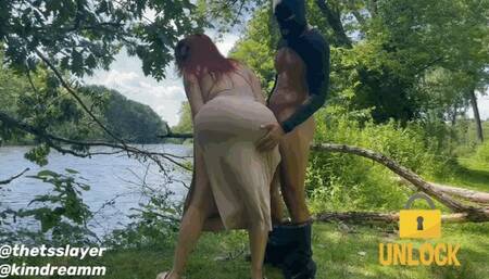 TS Kim Dream's Lakeside rendezvous with stranger's big cock