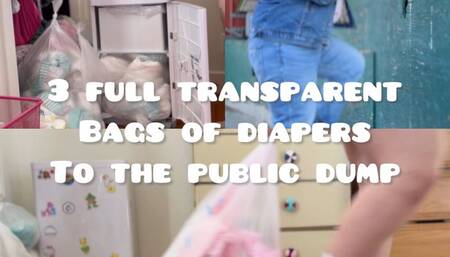 Ginger brings her diaper trash to the dump