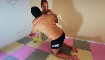 Fight BBW man, part 1, Gender Battle: Manu Albertine, and Slave BBWMan - FULL HD