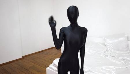 Black Zentai Girl and Pink Cocoon