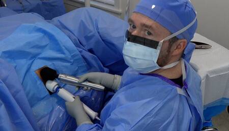 Gyno Doctor performs extreme pussy stimulation procedure on patient