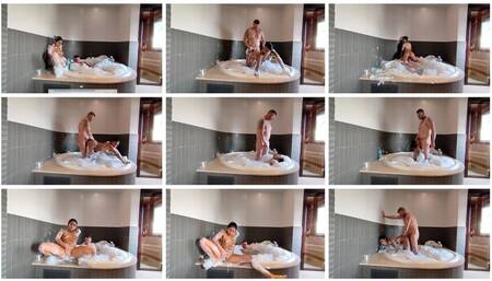 My friend likes to fuck me in the hotel jacuzzi, we have a lot of fun, I masturbate with the dildo in various positions