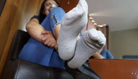 Warm, worn and smelly socks of a naughty milf! - MOV