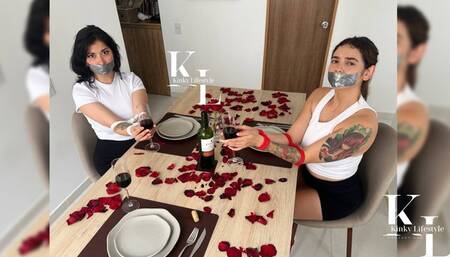 Saint Valentine's Special 2024: Sporty Luana & Simona Caught for Dinner (POV, OnScreen Gag, Duct Tape Gag, Rope Bondage Sneakers, White Crew Socks, Shorts, TankTop)