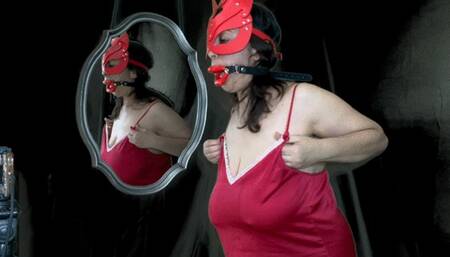 Horny drooling slut milks her tits HD1080