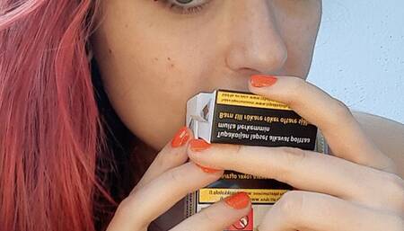 Closeup smoking Marlboro red