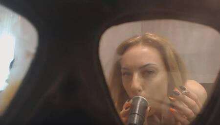 gas mask, smoking, femdom, dirty talk