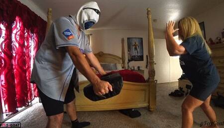 Sexy mature blonde MILF gives an exploding cum dripping footjob!