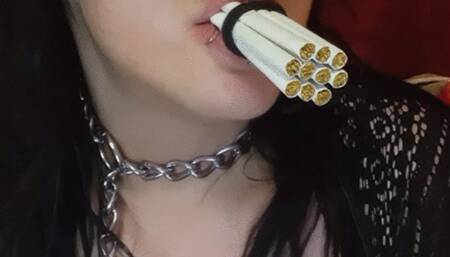 Watch me indulge in 10 cigarettes at once while I struggle to breathe