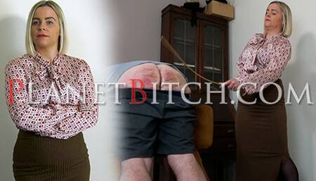 Caned by his stepmom Miss James
