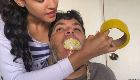 Humiliating Femdom Gag Punishment For Chubby Slave Boyfriend (mp4)