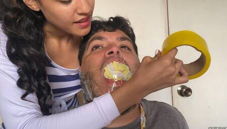 Humiliating Femdom Gag Punishment For Chubby Slave Boyfriend (low res mp4)