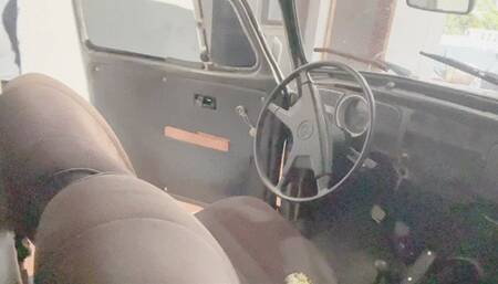 Barbara cranks and drives her VW to town and gets fuel