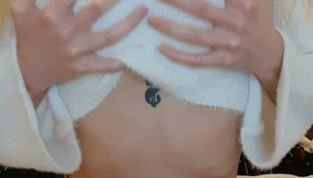 Blonde in ponytails has fun with her pink vibrator