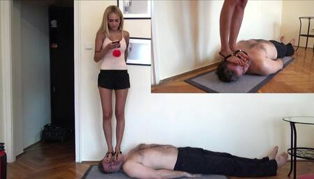 CECILIA - I text to my boyfriend while I trample you - Trampling, soles licking and facetrampling with sandals - REMASTERED