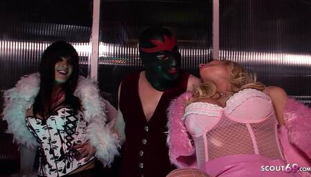 Threesome Fetish Swinger Party with Dirty MILFs and Big Cock