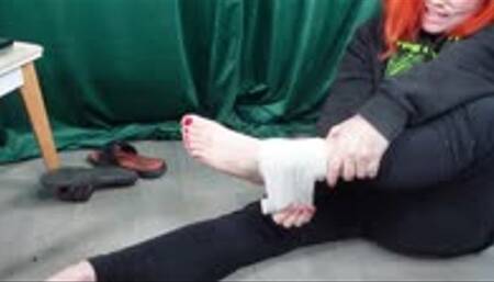 Ankle Sprain in Open Toed Slides! Bandaging up ankle after MP4 640