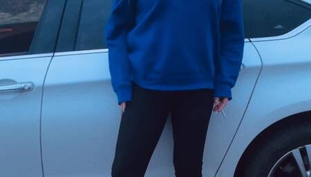 Smoking and flash ass and nipples in the field