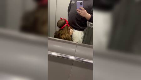 Juicy Blowjob From 18 Year Old Cat Girl in Elevator and Then Blowjob at Home