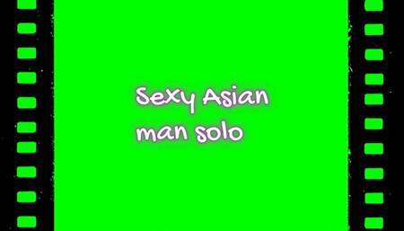 Sexy Fit Asian Man Solo wearing Blue Underwear Exercise and Pose