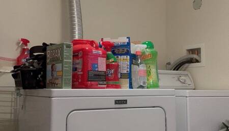 Buttcrack out during laundry milf farts