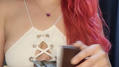 Smoking wearing very tight shorts - spit in the end